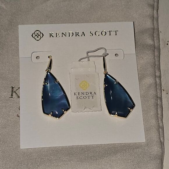 Kendra Scott Jewelry - Kendra Scott Camry Gold Drop Earrings Dark Blue Mother-of-Pearl NWT, w/Dust Bag
